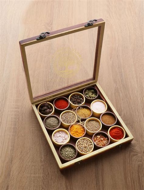 wooden spice box set